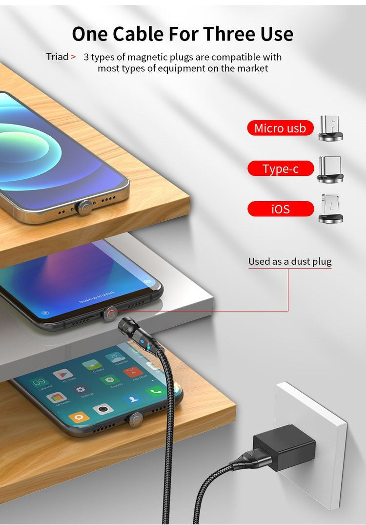 OneSnap Cable – Fast, Flexible, 3-in-1 Magnetic Charger.