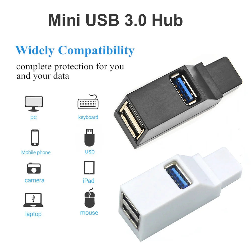 3-Port USB Hub Adapter - High-Speed Splitter for Laptops And Desktops - Silverline Digital Technology
