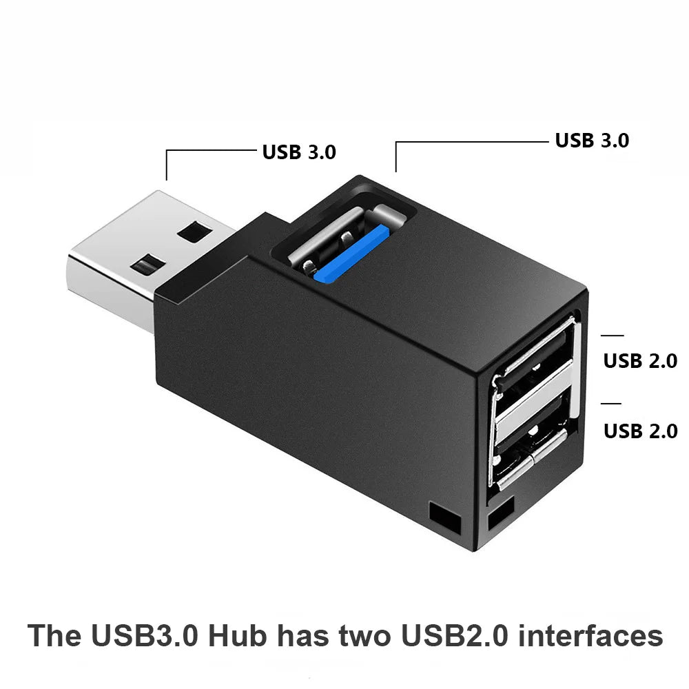 3-Port USB Hub Adapter - High-Speed Splitter for Laptops And Desktops - Silverline Digital Technology
