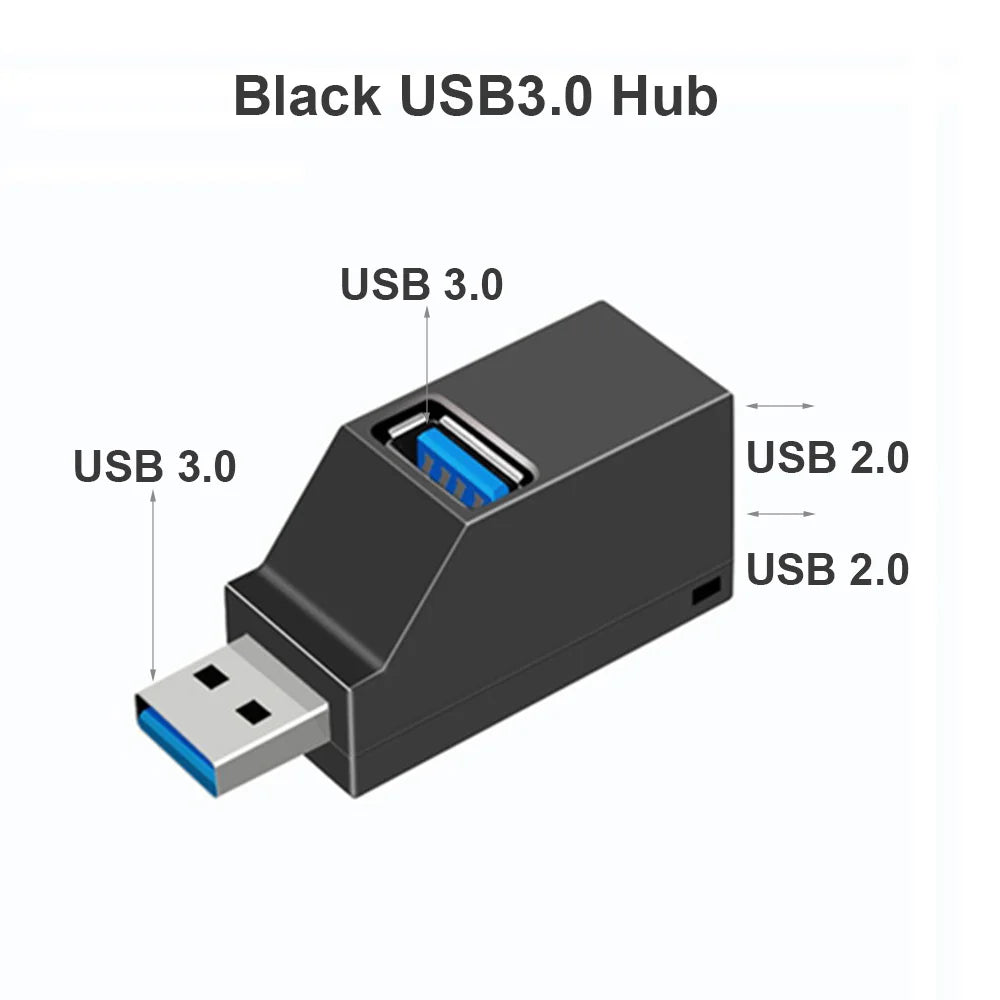 3-Port USB Hub Adapter - High-Speed Splitter for Laptops And Desktops - Silverline Digital Technology