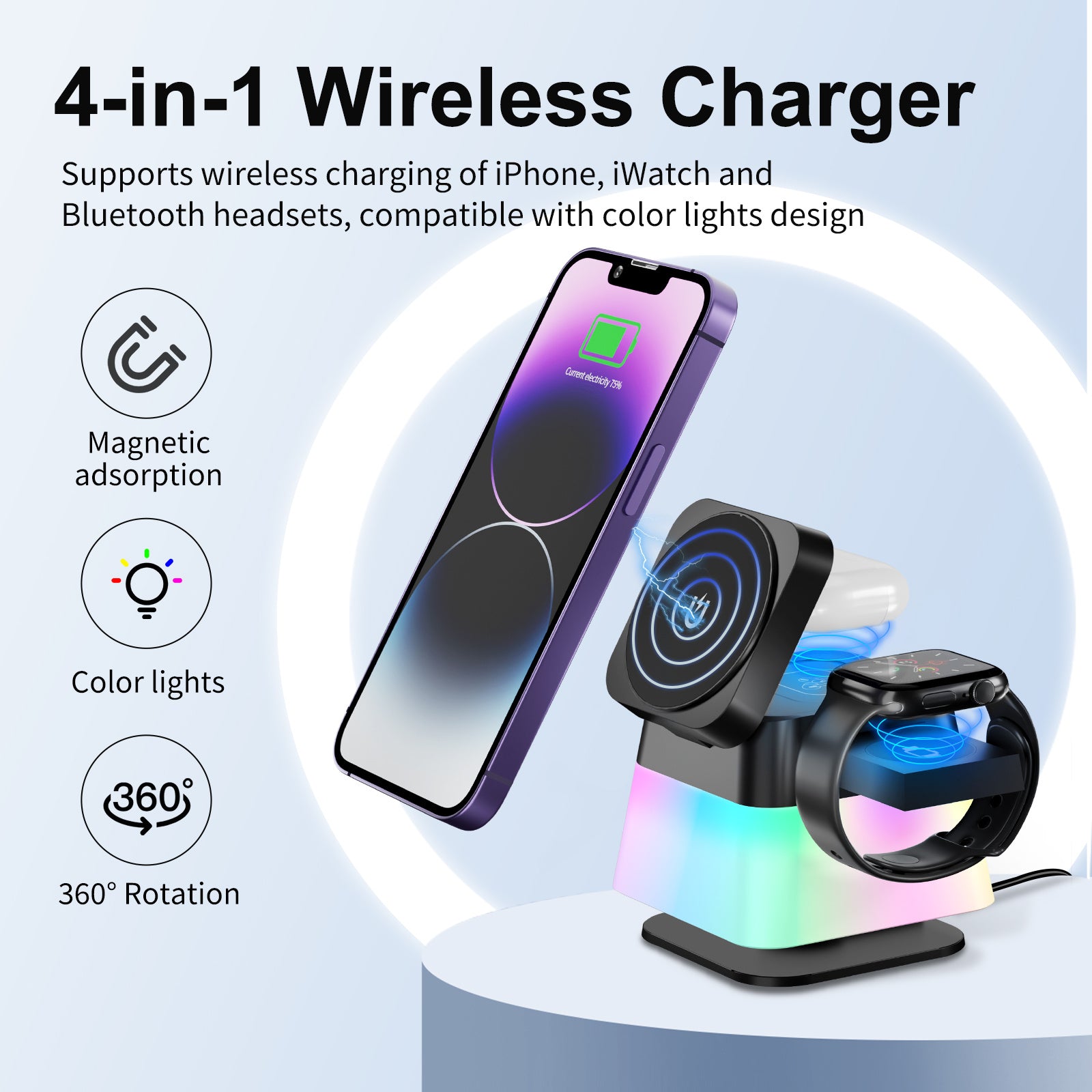 Rotatable Foldable Four-in-One Wireless Charger - Silverline Digital Technology